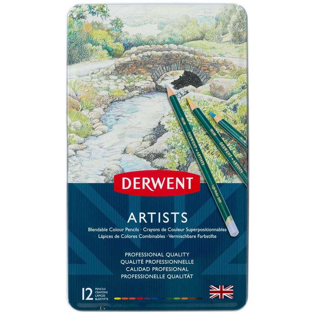 Derwent Artists Kuru Boya Kalemi Metal Kutu 12'li