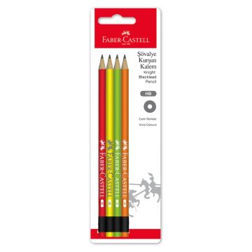 FABER CASTELL ŞÖVALYE SİLGİLİ KURŞUN KALEM CANLI HB 4'lü
