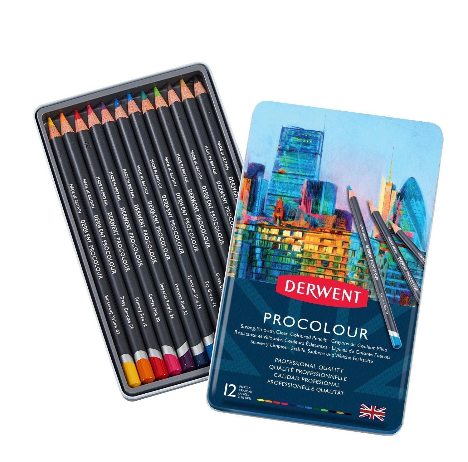 Derwent Procolour Kuru Boya Kalemi 12 Renk