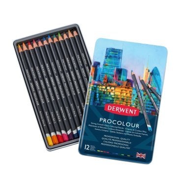 Derwent Procolour Kuru Boya Kalemi 12 Renk