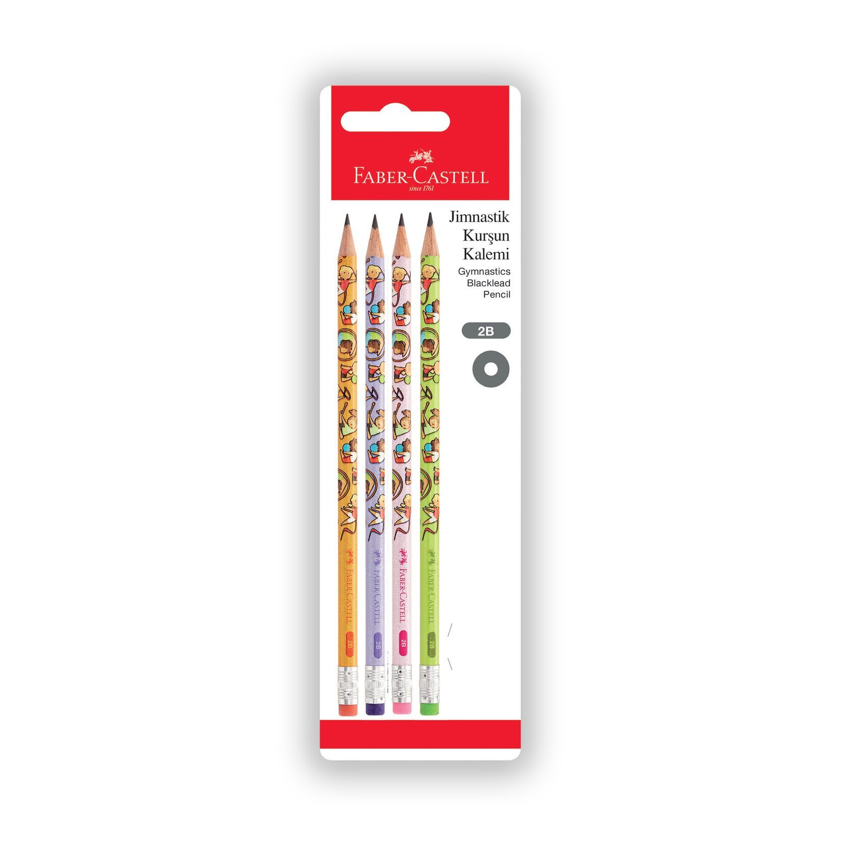 Faber Castell Kurşun Kalem Jimnastik Silgili 2B 4'lü