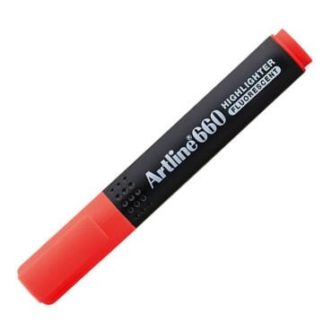 Artline 660 Fosforlu Kalem Kesik Uç:1,0-4,0mm Florasan Kırmızı