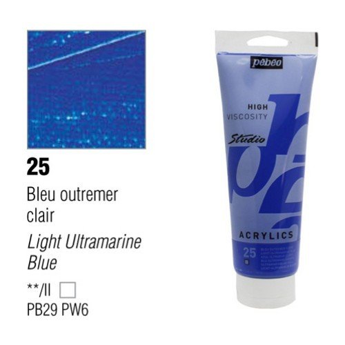 Pebeo Studio Akrilik Boya 100ml - 25 Light Ultramarine Blue