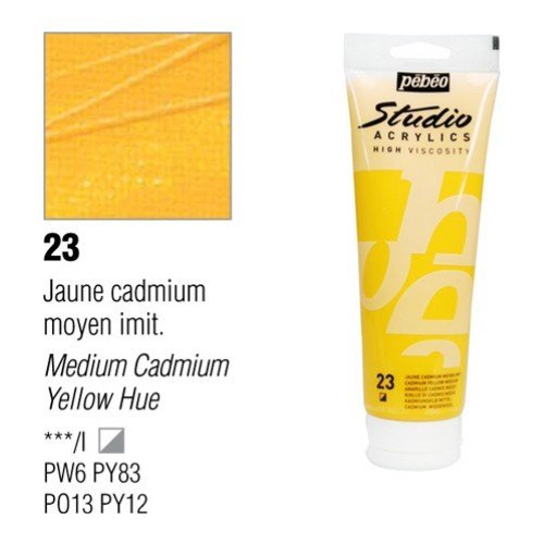 Pebeo Studio Akrilik Boya 100ml - 23 Cadmium Yellow Medium Hue