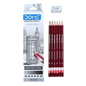 Doms 8204 Çizim Dereceli Kalem Seti 6 Parça + Silgi Hediyeli