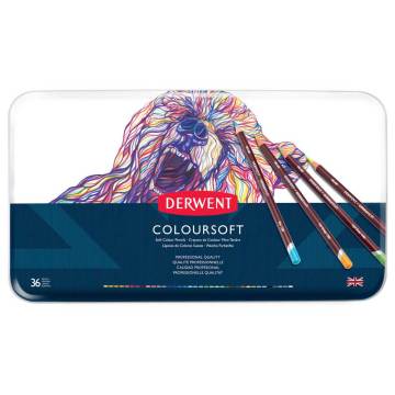 Derwent Coloursoft Kuru Boya Kalemi Metal Kutu 36'lı