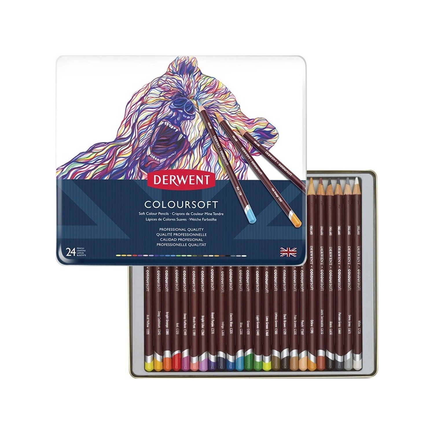 Derwent Coloursoft Kuru Boya Kalemi Metal Kutu 24'lü