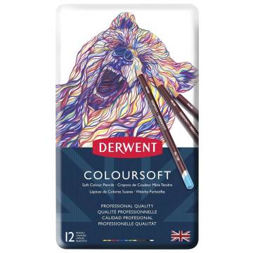 Derwent Coloursoft Kuru Boya Kalemi Metal Kutu 12'li
