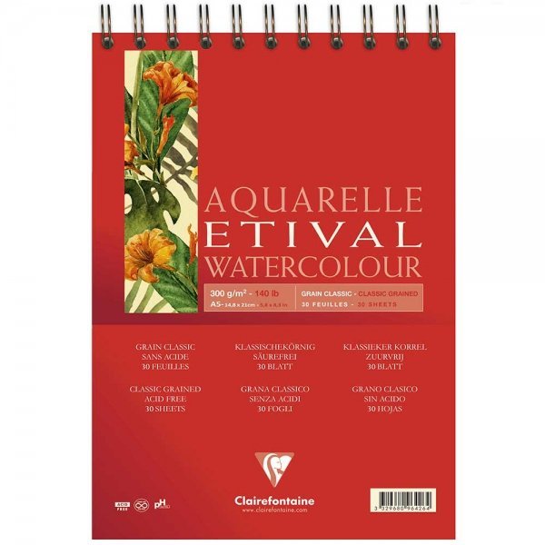 Clairefontaine Etival Classic 300gr Spiralli Sulu Boya Blok 20 Sayfa A6