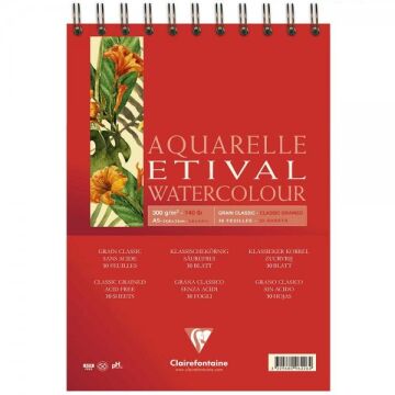 Clairefontaine Etival Classic 300gr Spiralli Sulu Boya Blok 20 Sayfa A6