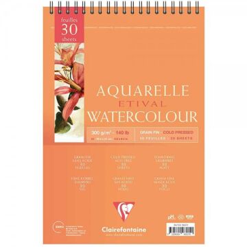 Clairefontaine Etival Cold Pressed 300gr Spiralli Sulu Boya Blok 15 Sayfa A5