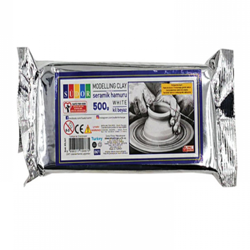 Südor Seramik Kil Hamuru Beyaz Renk 500 gr.
