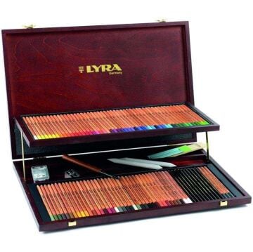 Lyra Rembrandt Polycolor Artist Atelier 100 Renk + Aksesuarlar Ahşap Kutu 106 Parça