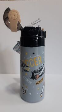 Muggle Pipetli Çelik Matara Soccer Desenli 550 ml