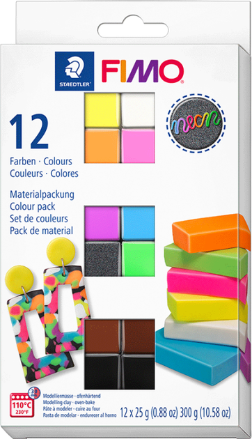 Staedtler Fimo Effect Neon Modelleme Polimer Kil Seti 12 Renk