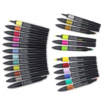 Winsor & Newton Promarker Brush Öğrenci & Tasarımcı Çantalı Set : 24 Renk