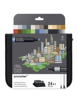 Winsor & Newton Promarker Mimarlık Tonları Çantalı Set : 24 Renk