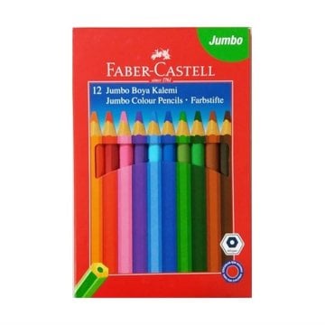 Faber Castell Jumbo Üçgen Kuru Boya 12 Renk Tam Boy 951000