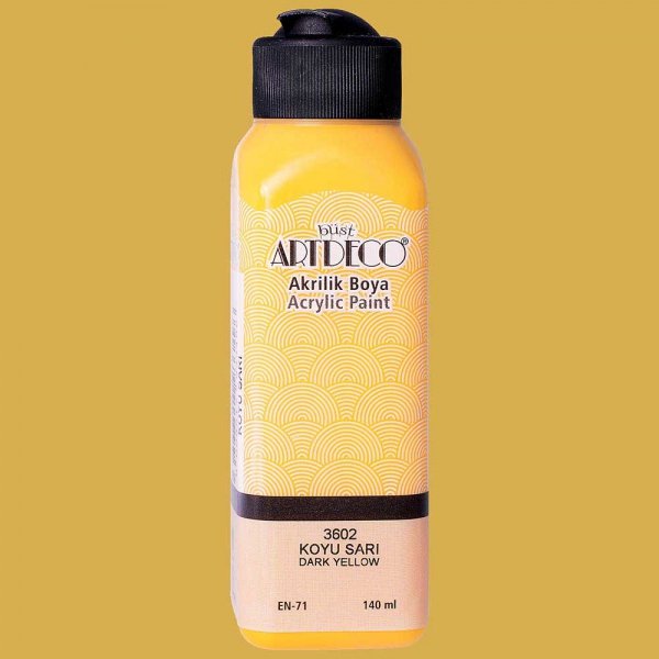 Artdeco Yeni Formül Akrilik Boya 140 ml 3602 Koyu Sarı