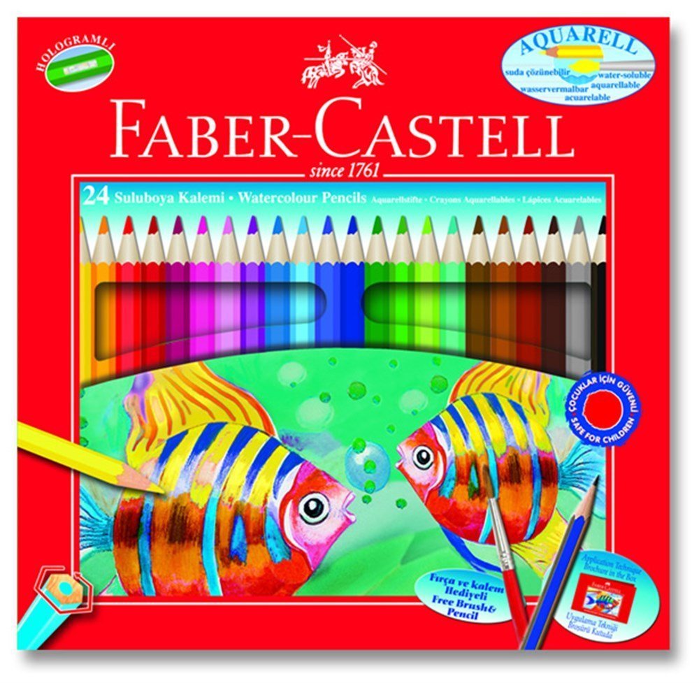 Faber Castell Aquarel Kuru-Sulu Boya Kalemi 24 Renk Karton Kutu 110624