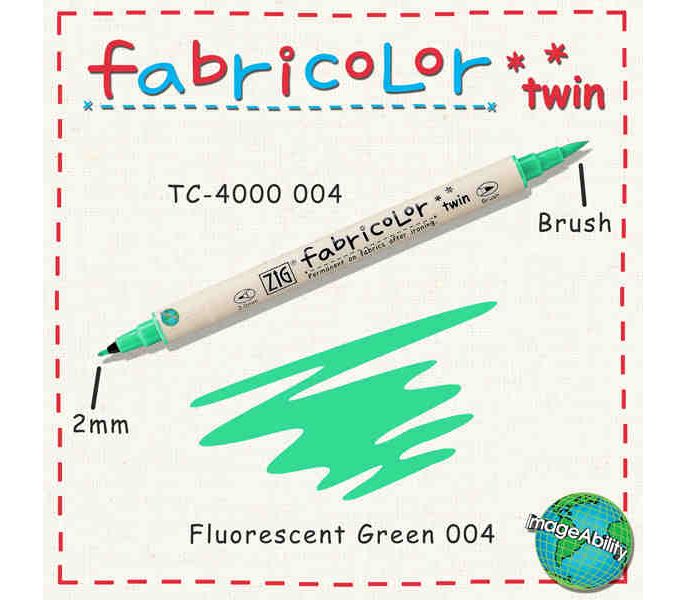 Zig Fabricolor Twin Çift Uçlu Kumaş Boyama Kalemi FLORASAN GREEN