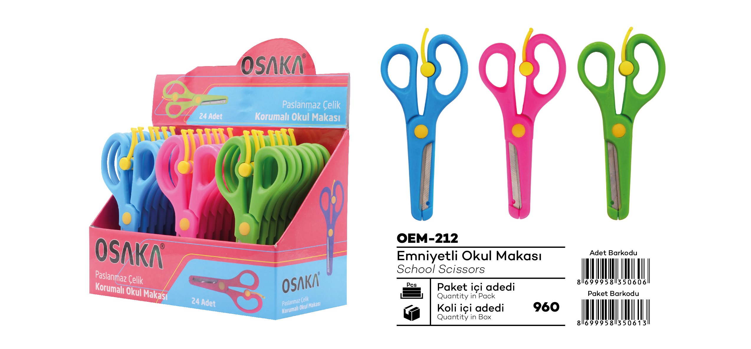 Osaka Korumalı Küt Uçlu Öğrenci Makası