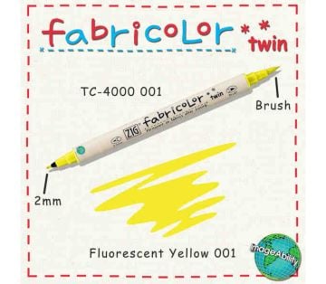 Zig Fabricolor Twin Çift Uçlu Kumaş Boyama Kalemi FLORASAN SARI
