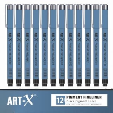 Art-X Pigment Fineliner Teknik Çizim Kalem Seti 12'li