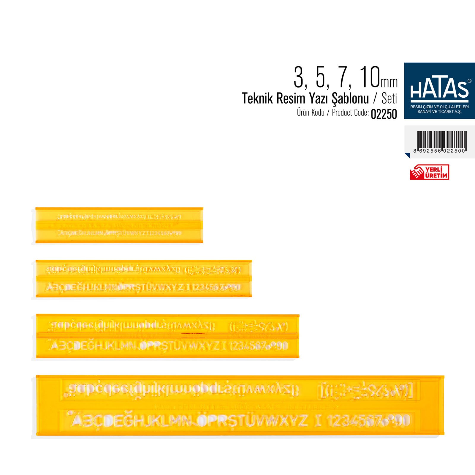 Hatas Teknik Harf Resim Yazı Şablon Seti 3 5 7 10 mm