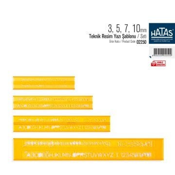 Hatas Teknik Harf Resim Yazı Şablon Seti 3 5 7 10 mm