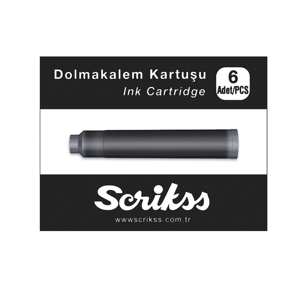 Scrikss Siyah Dolma Kalem Kartuşu 6lı
