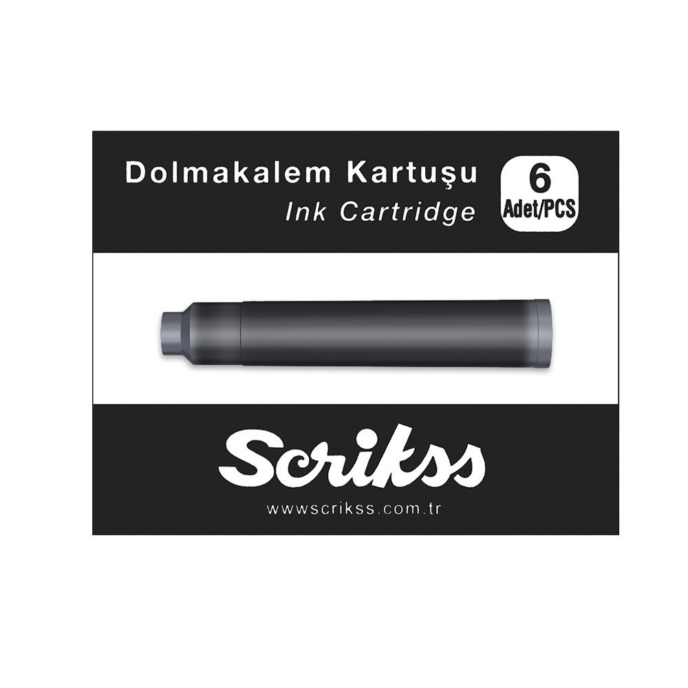 Scrikss Siyah Dolma Kalem Kartuşu 6lı