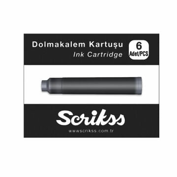 Scrikss Siyah Dolma Kalem Kartuşu 6lı