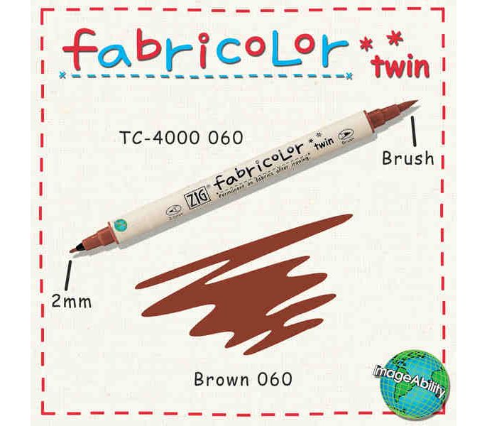 Zig Fabricolor Twin Çift Uçlu Kumaş Boyama Kalemi BROWN - KAHVE