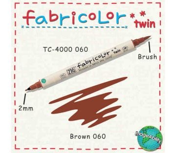 Zig Fabricolor Twin Çift Uçlu Kumaş Boyama Kalemi BROWN - KAHVE