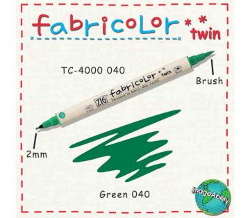 Zig Fabricolor Twin Çift Uçlu Kumaş Boyama Kalemi GREEN - YEŞİL