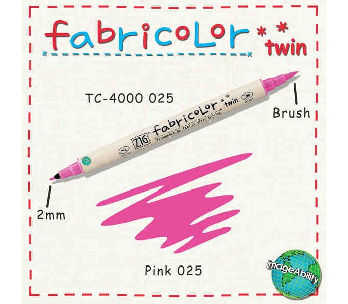 Zig Fabricolor Twin Çift Uçlu Kumaş Boyama Kalemi PEMBE - PINK