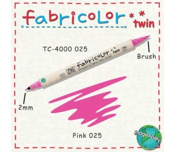 Zig Fabricolor Twin Çift Uçlu Kumaş Boyama Kalemi PEMBE - PINK