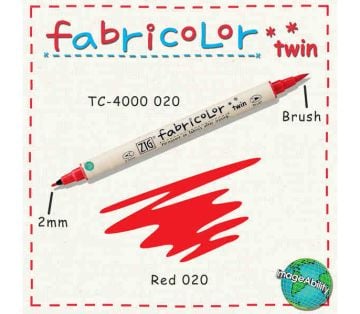 Zig Fabricolor Twin Çift Uçlu Kumaş Boyama Kalemi KIRMIZI - RED