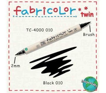 Zig Fabricolor Twin Çift Uçlu Kumaş Boyama Kalemi SİYAH - BLACK
