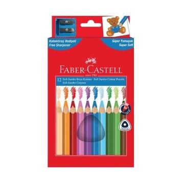Faber Castell Kuru Boya Kalemi 12 Renk Jumbo Soft Üçgen 116315
