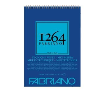 Fabriano 1264 Mix Media Çok Amaçlı Defter 300 gr A4 30 yp Üstten Spiralli