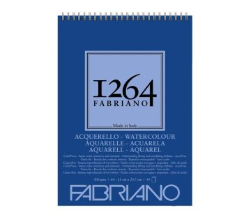Fabriano 1264 Watercolour Suluboya Defteri 300 gr A4 30 yp Üstten Spiralli