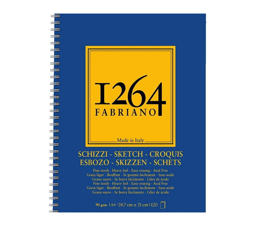 Fabriano 1264 Sketch Paper Eskiz Defteri 90 gr A4 120 yp Yandan Spiralli