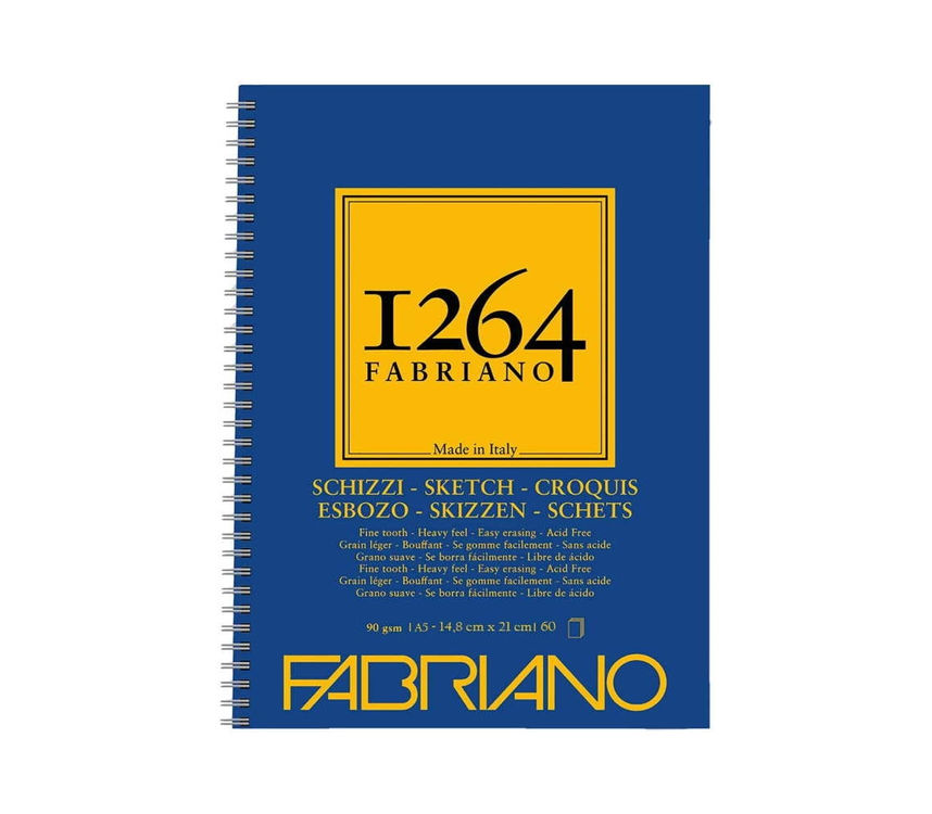 Fabriano 1264 Sketch Paper Eskiz Defteri 90 gr A5 60 yp Yandan Spiralli