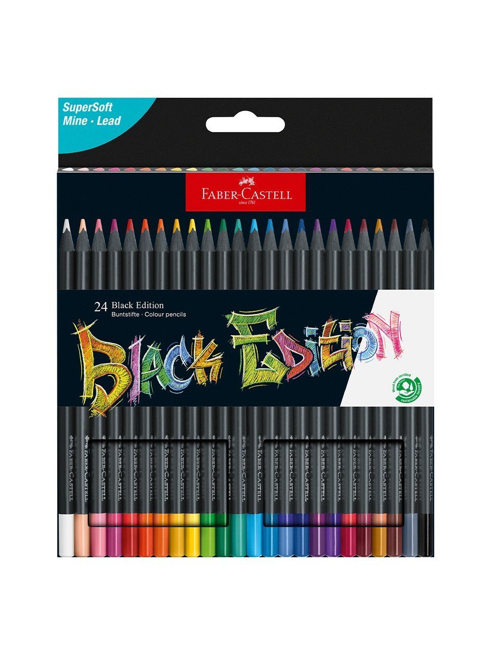 Faber Castell Black Edition Üçgen Gövde Kuru Boya Kalem Seti 24lü 116424