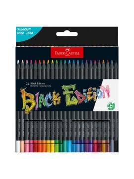 Faber Castell Black Edition Üçgen Gövde Kuru Boya Kalem Seti 24lü 116424