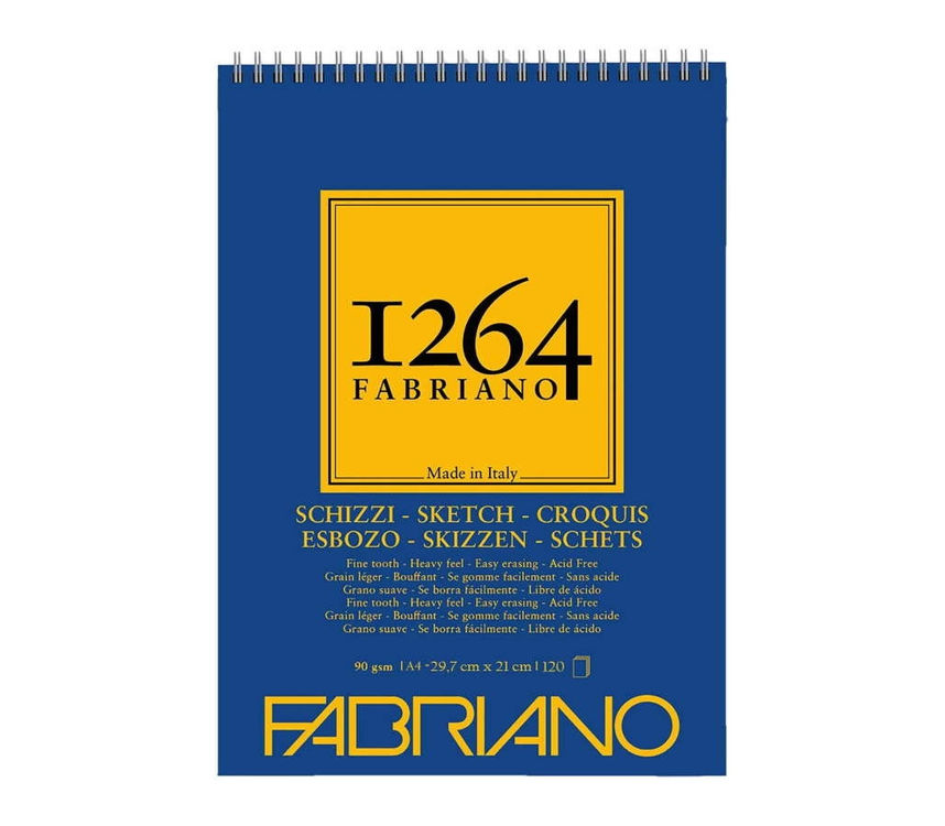 Fabriano 1264 Sketch Paper Eskiz Defteri 90 gr A4 120 yp Üstten Spiralli
