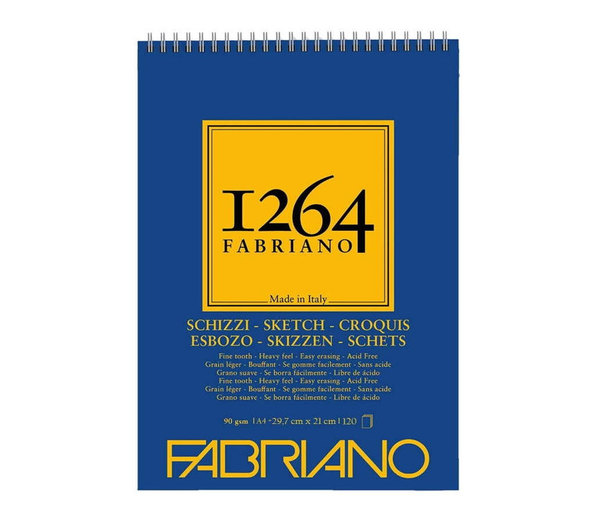 Fabriano 1264 Sketch Paper Eskiz Defteri 90 gr A5 60 yp Üstten Spiralli