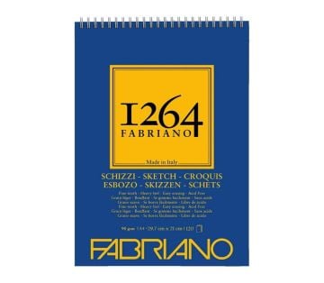 Fabriano 1264 Sketch Paper Eskiz Defteri 90 gr A5 60 yp Üstten Spiralli